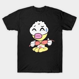 Cute Slluks character fatty boy getting nervous illustration T-Shirt